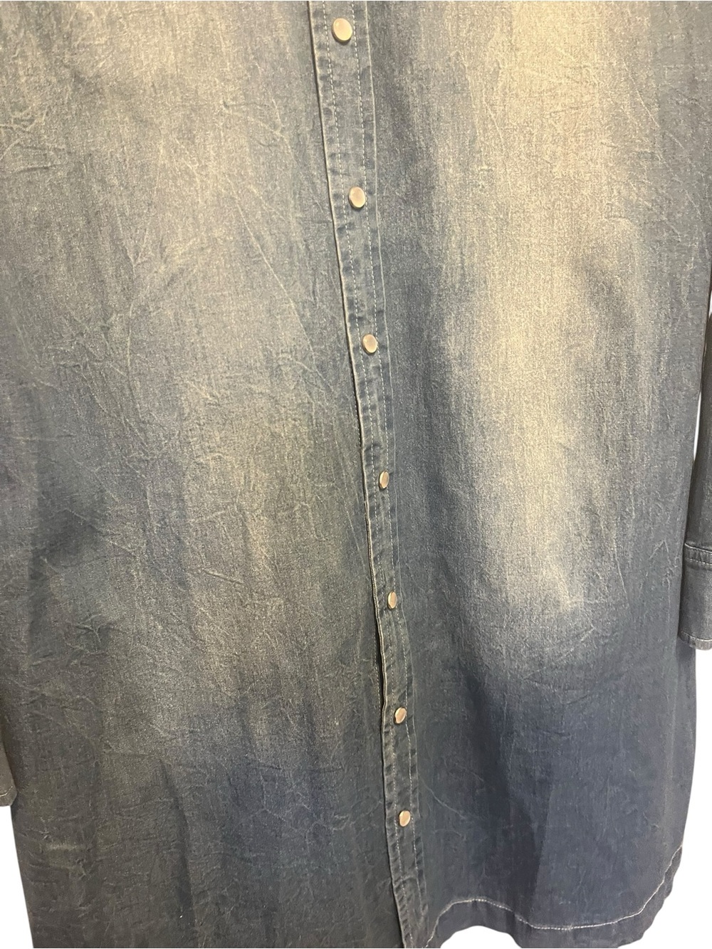 Johnny Was 3J Workshop Denim Shirt Dress Women Small Blue Boho Western Snap - Picture 9 of 9